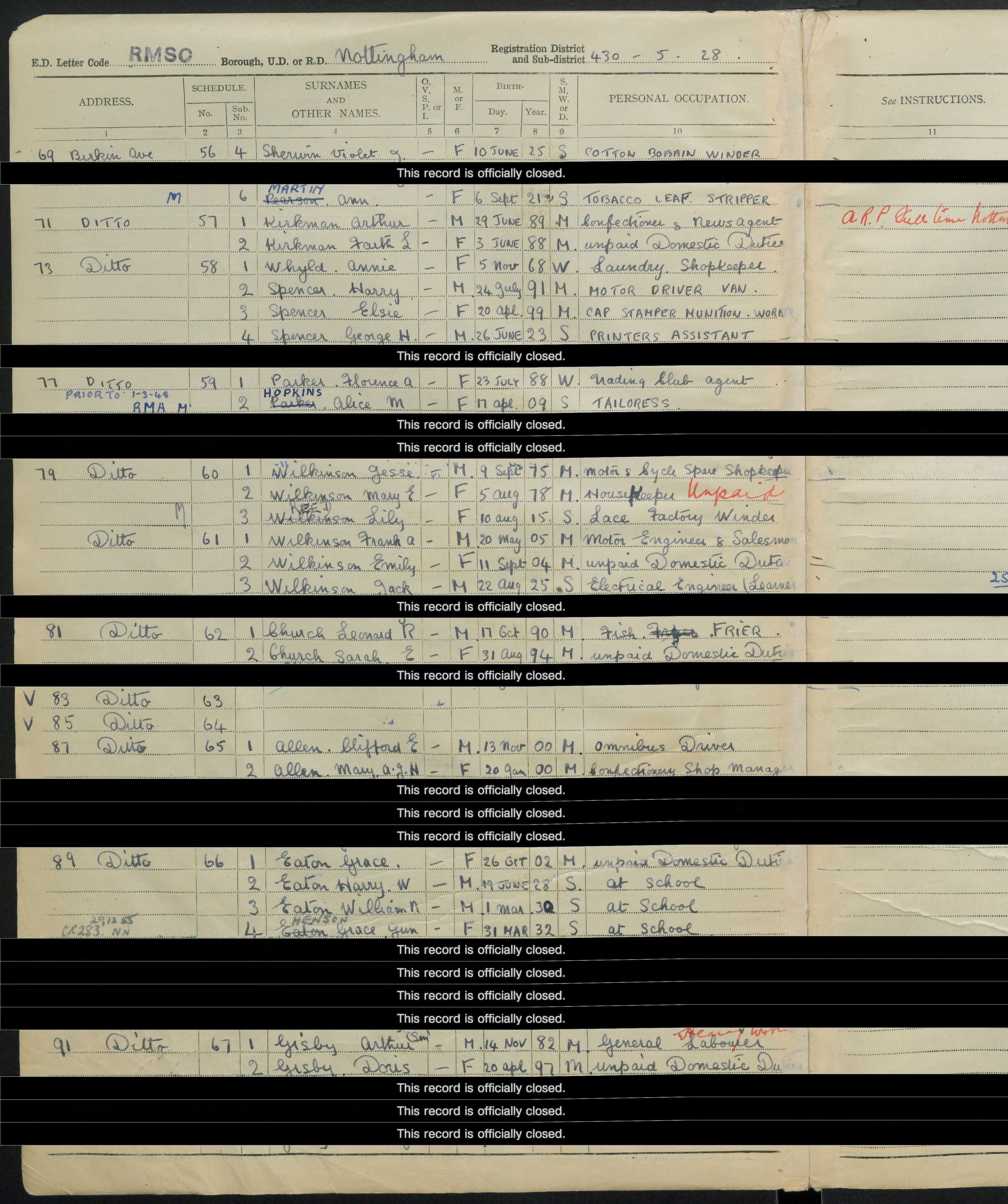 The 1939 Register of England & Wales